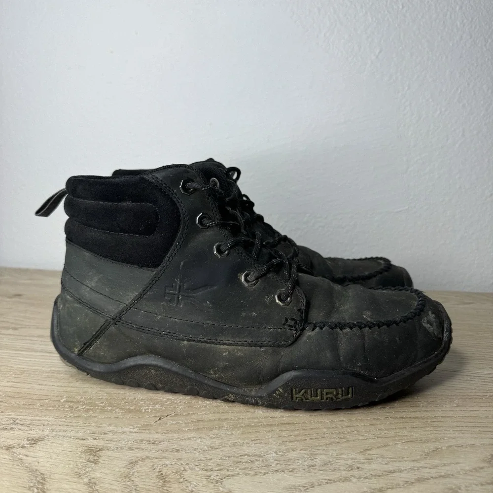 Kuru Quest Black Leather Plantar Fasciitis Chukka Boots Mens Size 10.5 M EU 42‎